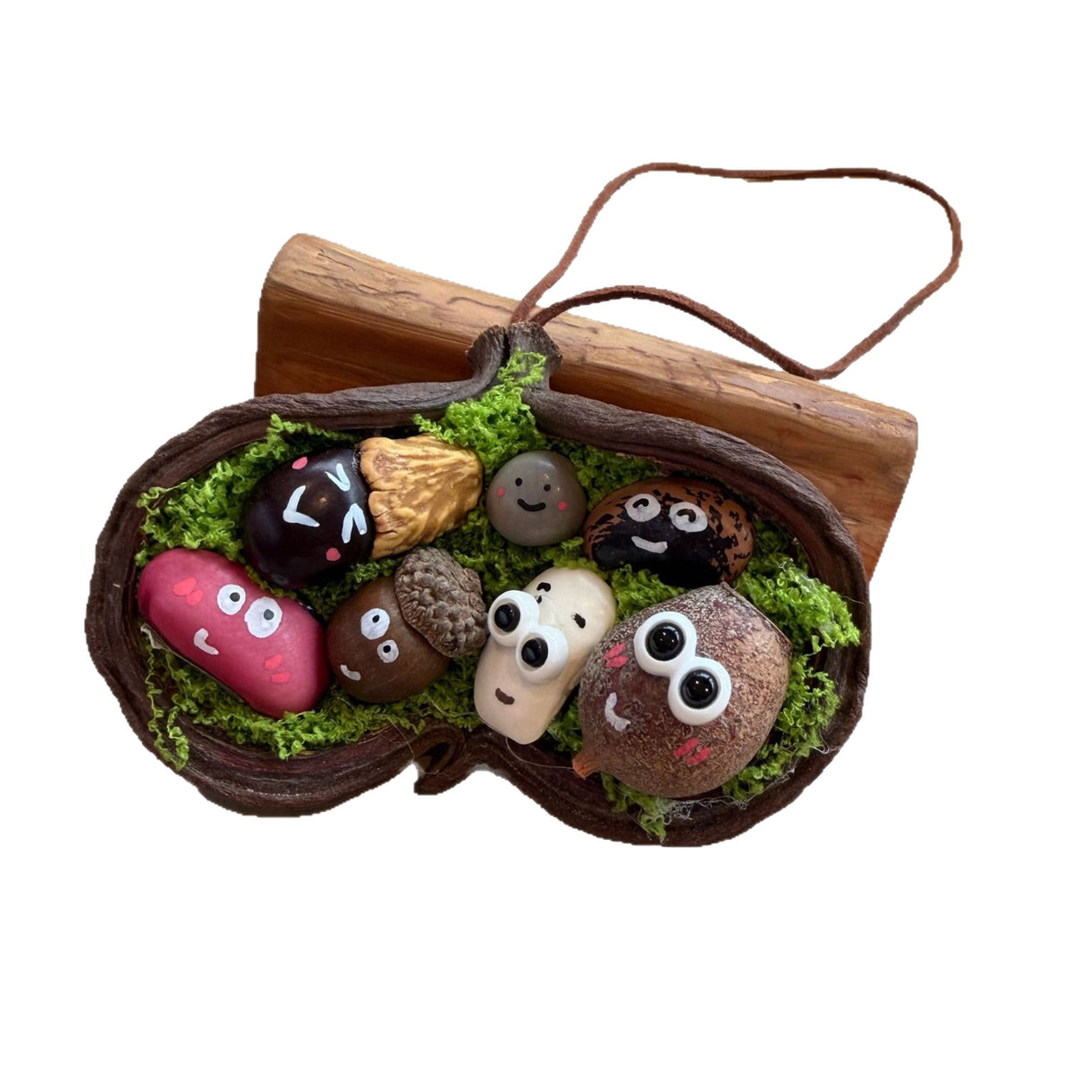 Open Seed-Pod Charm with Painted Seed Faces