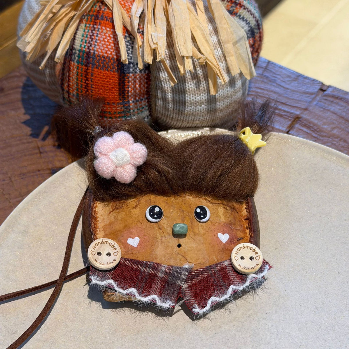 Wool-Hair Pod Face Charm