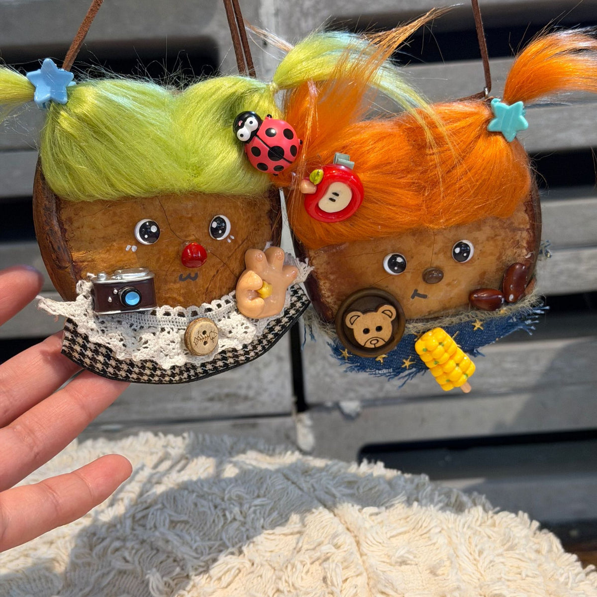 Wool-Hair Pod Face Charm