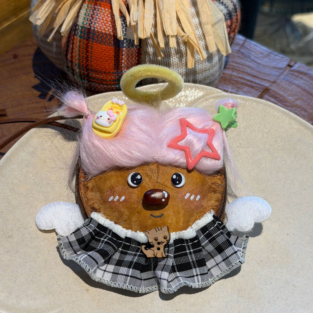 Wool-Hair Pod Face Charm