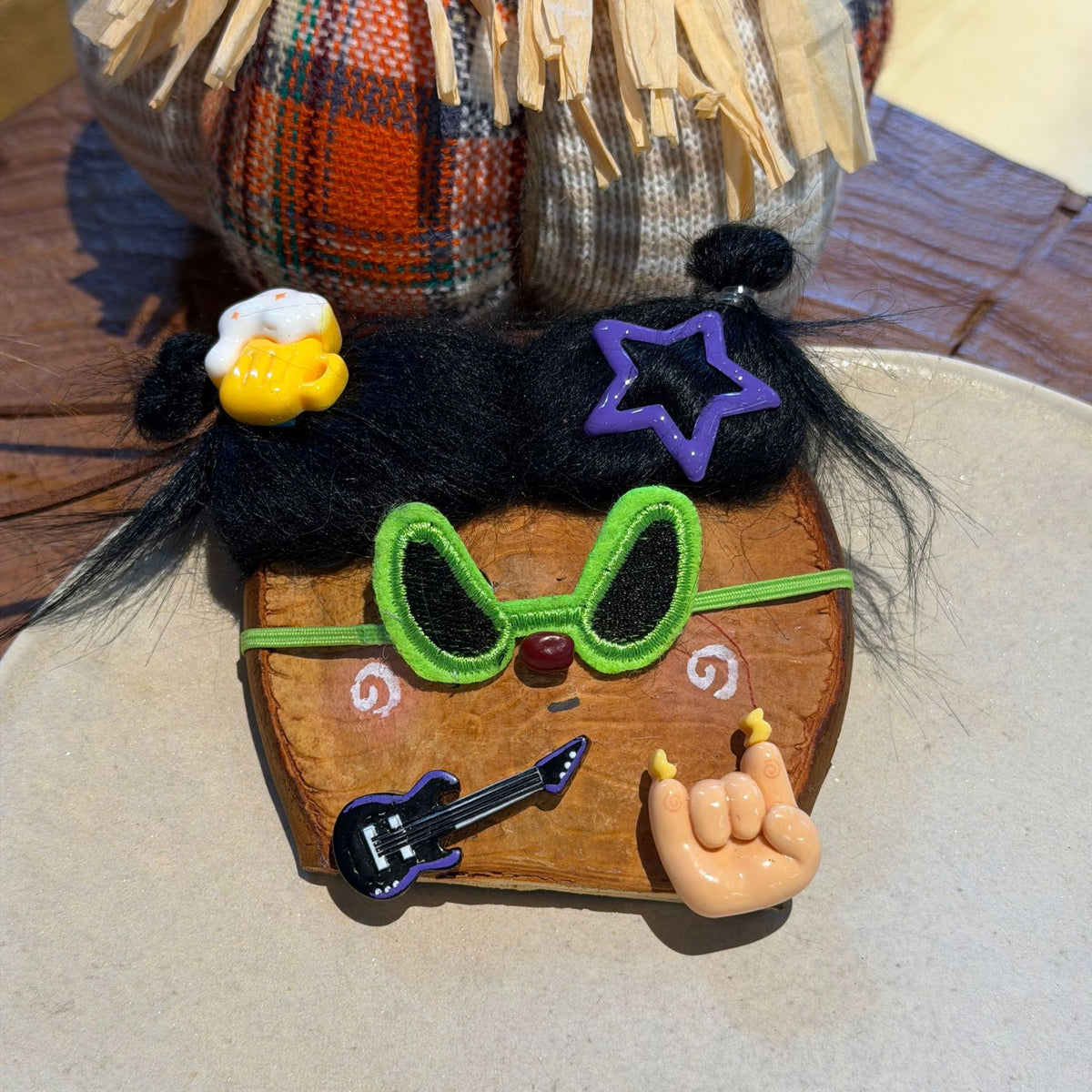 Wool-Hair Pod Face Charm