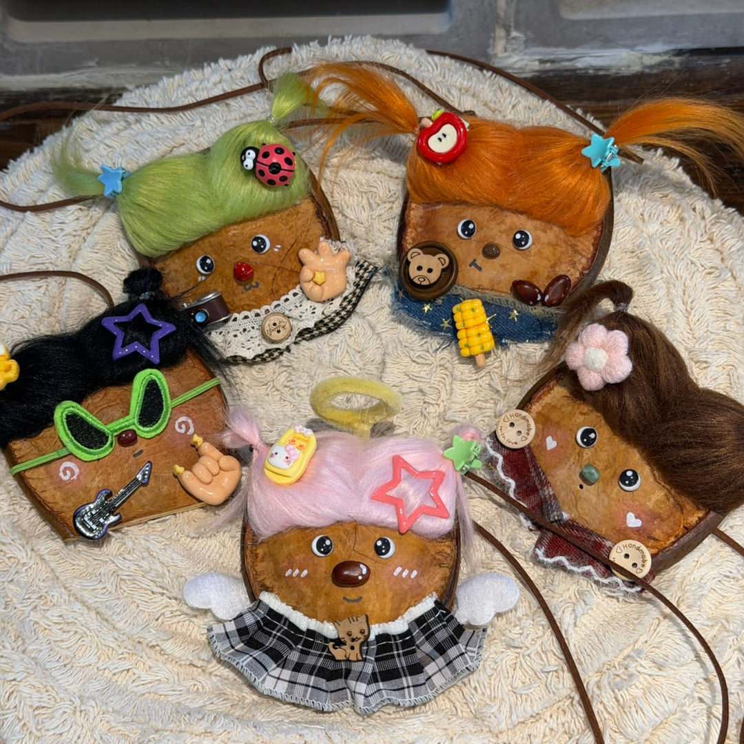Wool-Hair Pod Face Charm