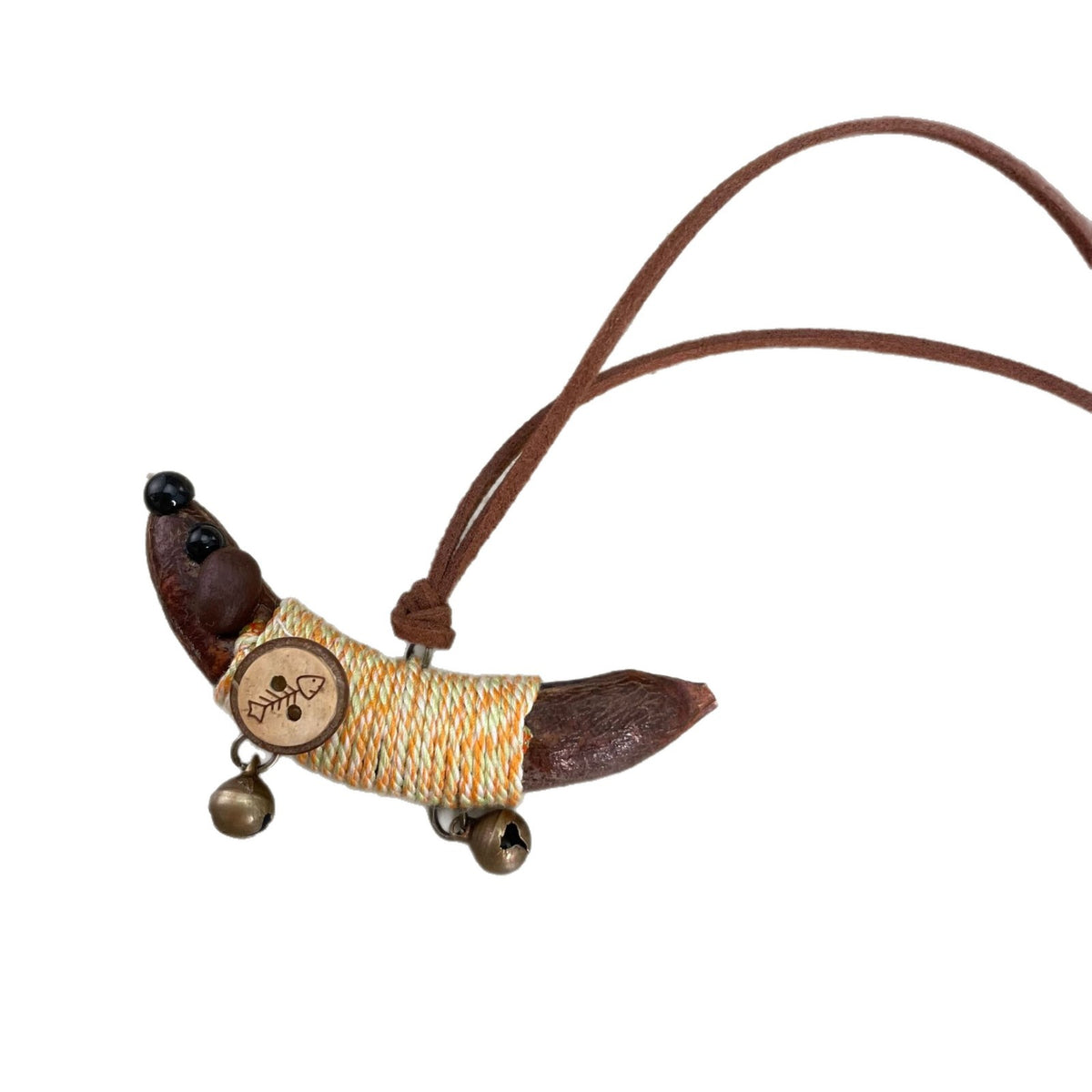 Wrapped Pea-Pod Dachshund Charm with Bell Feet